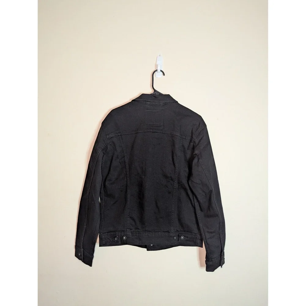 Levis Premium Trucker Jacket Mens Medium Black Denim Stretch Coat 723340403 NEW - Picture 12 of 12